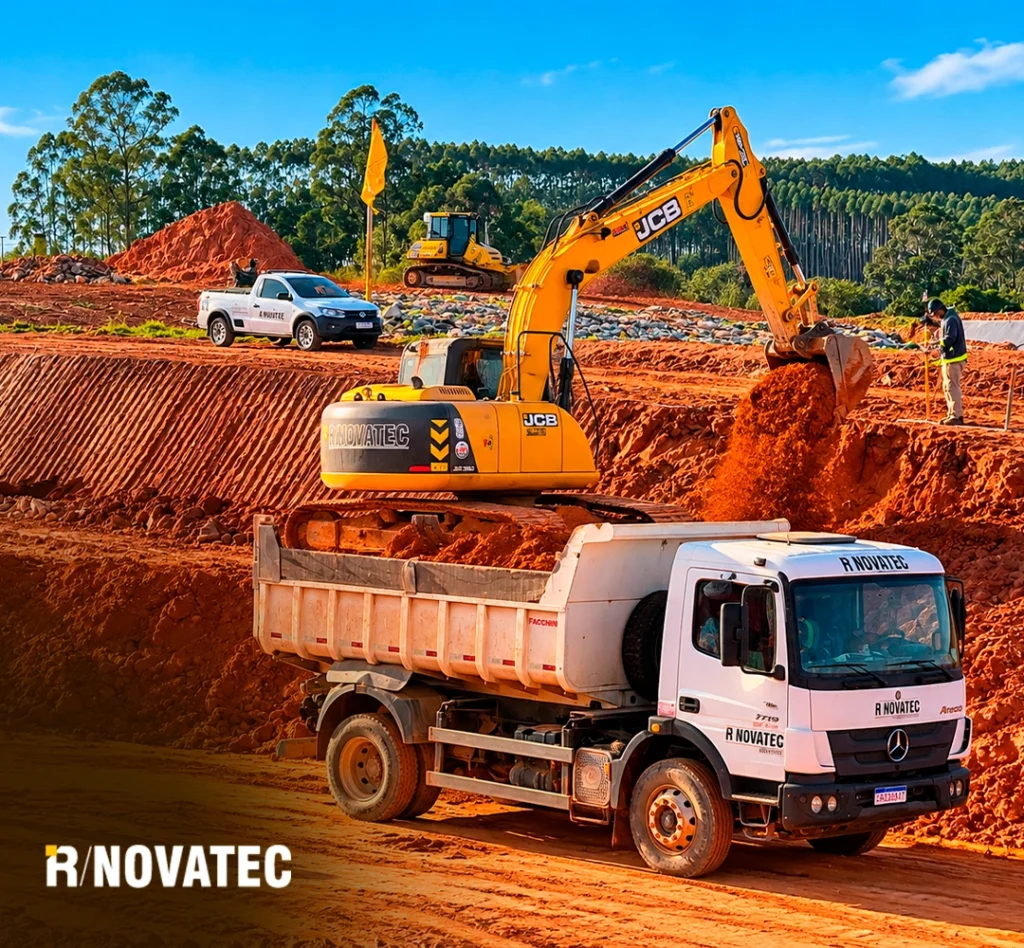 TERRAPLENAGEM COMO FUNCIONA? 6 - IR Novatec Soluções Ambientais Implantação de Aterro Sanitário transporte na terraplenagem - transporte na terraplenagem IR Novatec Soluções Ambientais Implantação de Aterro Sanitário